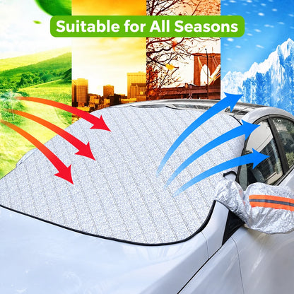 Windshield Cover Magnetic Weather-Resistant With Mirror Coverage