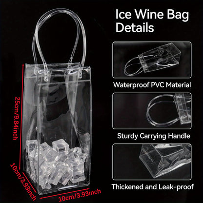Wine Cooler Bag Transparent PVC Built-In Handles