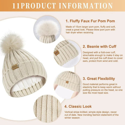 Winter Accessories Set Soft Knit Touchscreen Gloves 3-Piece