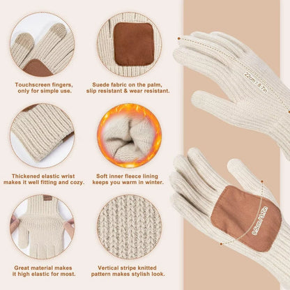 Winter Accessories Set Soft Knit Touchscreen Gloves 3-Piece