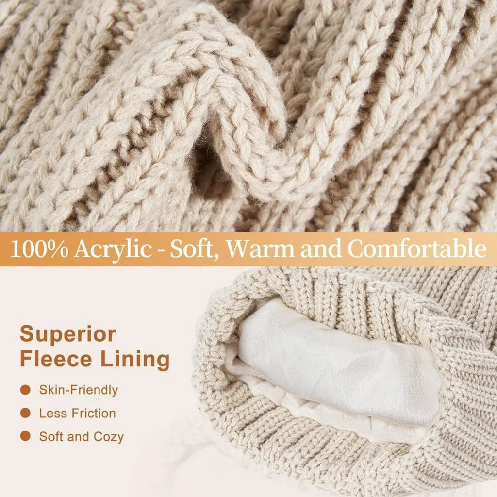 Winter Accessories Set Soft Knit Touchscreen Gloves 3-Piece