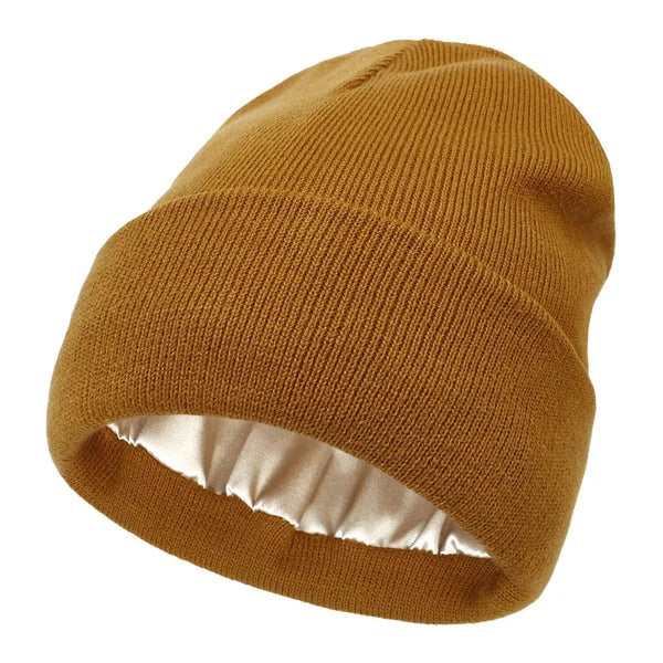 Winter Hat Wool Outer Silk Lining Hair-Friendly Comfort
