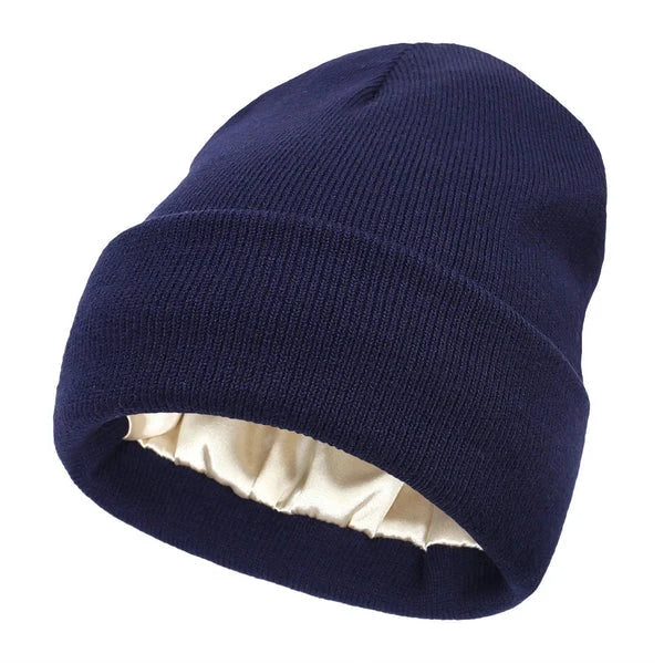 Winter Hat Wool Outer Silk Lining Hair-Friendly Comfort