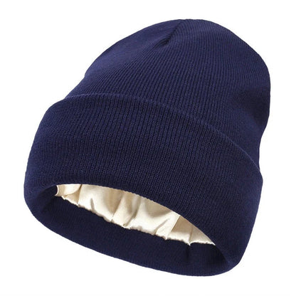 Winter Hat Wool Outer Silk Lining Hair-Friendly Comfort