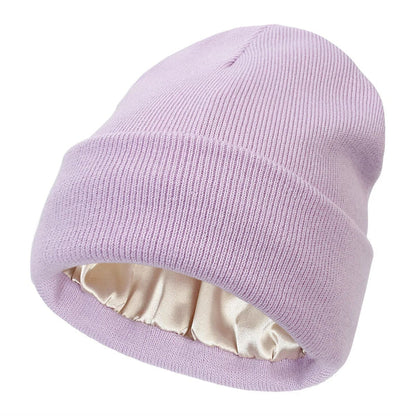 Winter Hat Wool Outer Silk Lining Hair-Friendly Comfort
