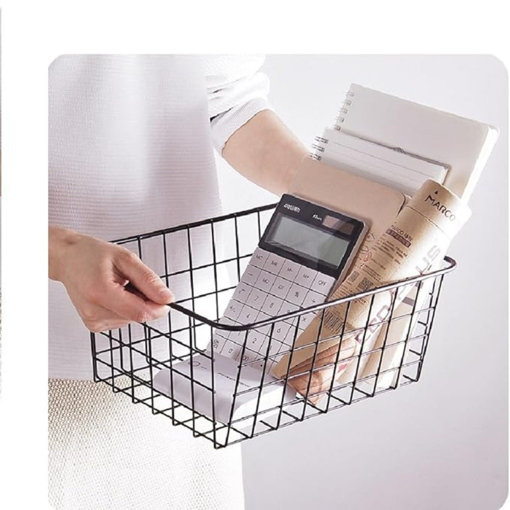 Wire Storage Basket Iron Waterproof Compact