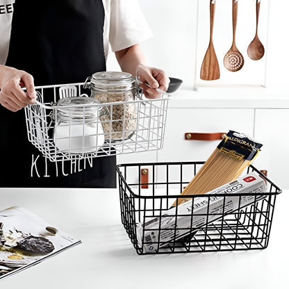 Wire Storage Basket Iron Waterproof Cutout Handles