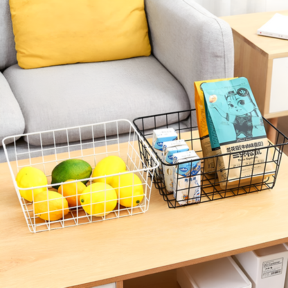 Wire Storage Basket Iron Waterproof Cutout Handles