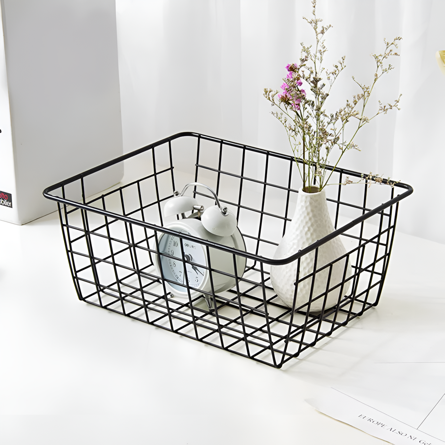 Wire Storage Basket Iron Waterproof Cutout Handles