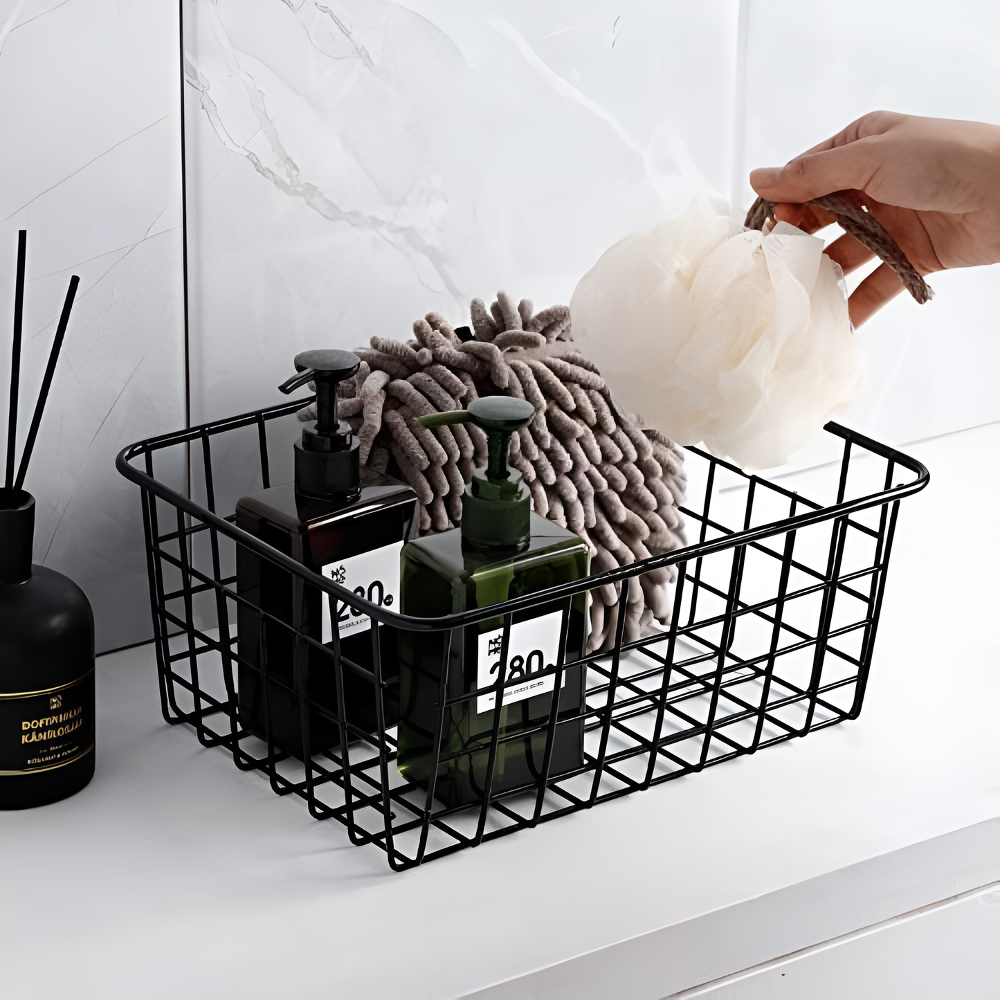Wire Storage Basket Iron Waterproof Cutout Handles