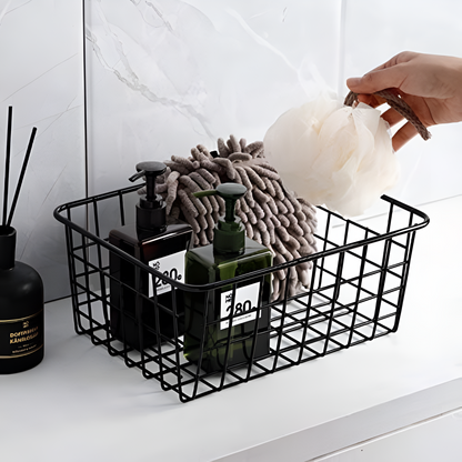 Wire Storage Basket Iron Waterproof Cutout Handles