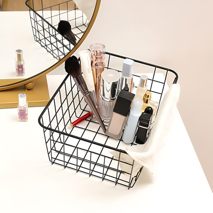 Wire Storage Basket Iron Waterproof Cutout Handles