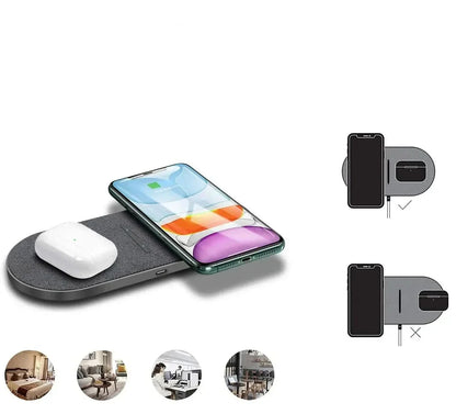 Wireless Charging Station Dual-Device Qi-Compatible Up to 40W