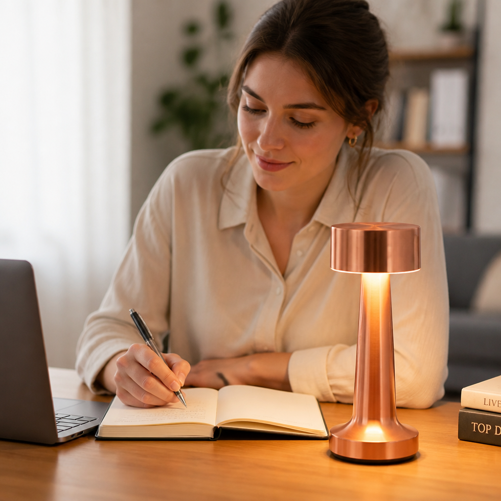 Wireless Touch-Dimming & 3-Color LED Table Lamp (USB Rechargeable)