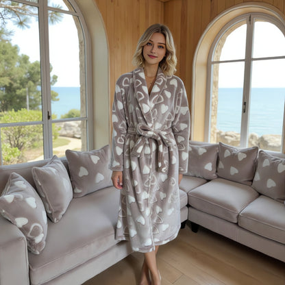 Women's Bathrobe Plush Fleece Shawl Collar & Large Pockets