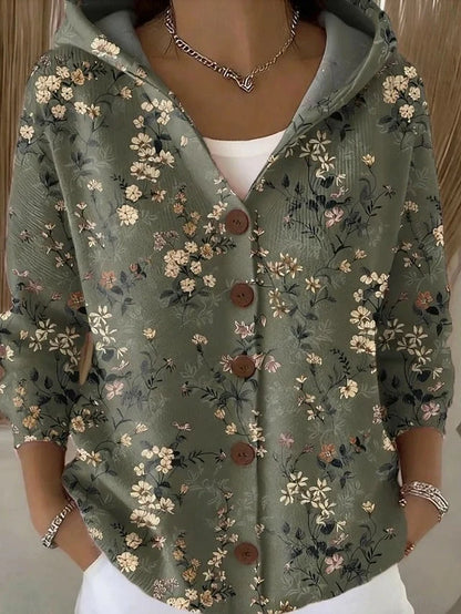 Women's Cardigan Floral Print Button Front Relaxed Fit