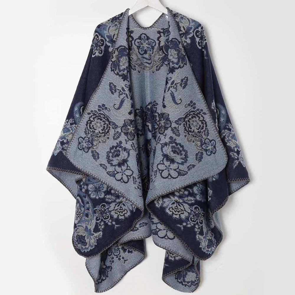 Women's Poncho Acrylic Jacquard Fringe