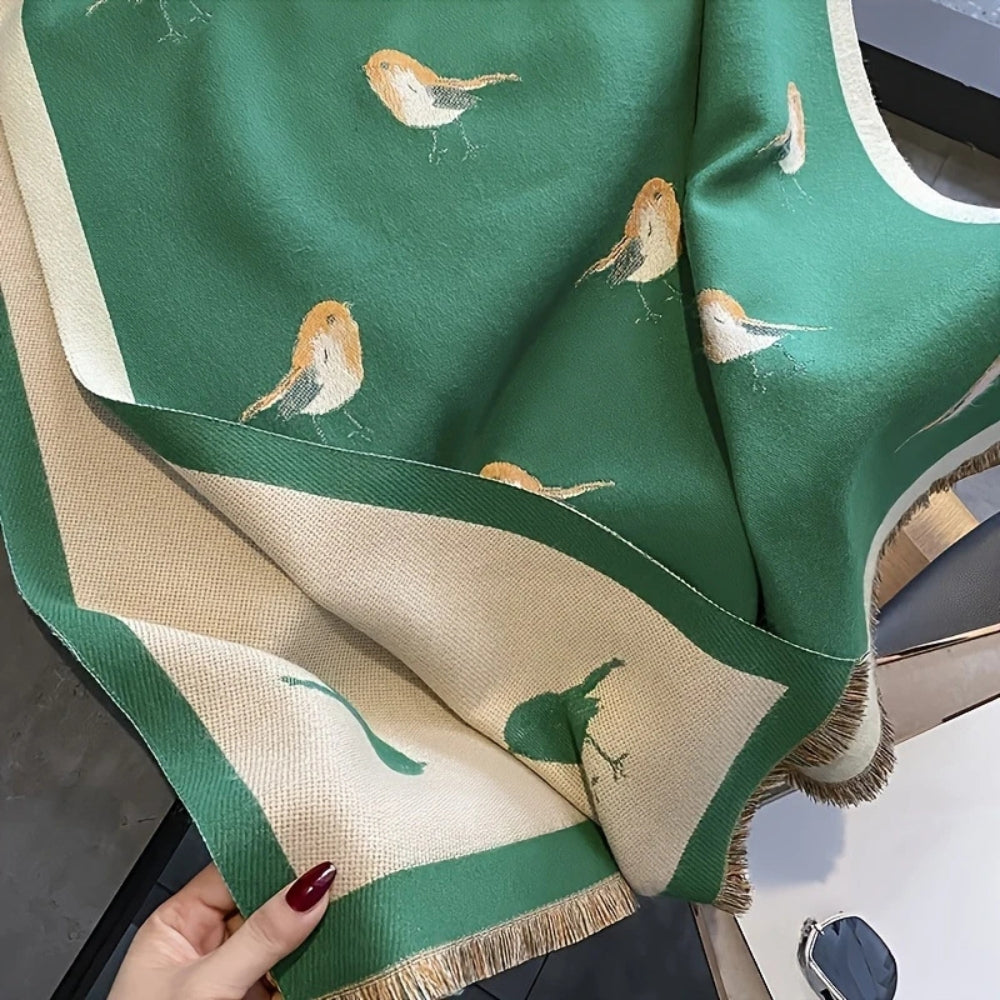 Women's Shawl Bird Jacquard Microfiber Blend