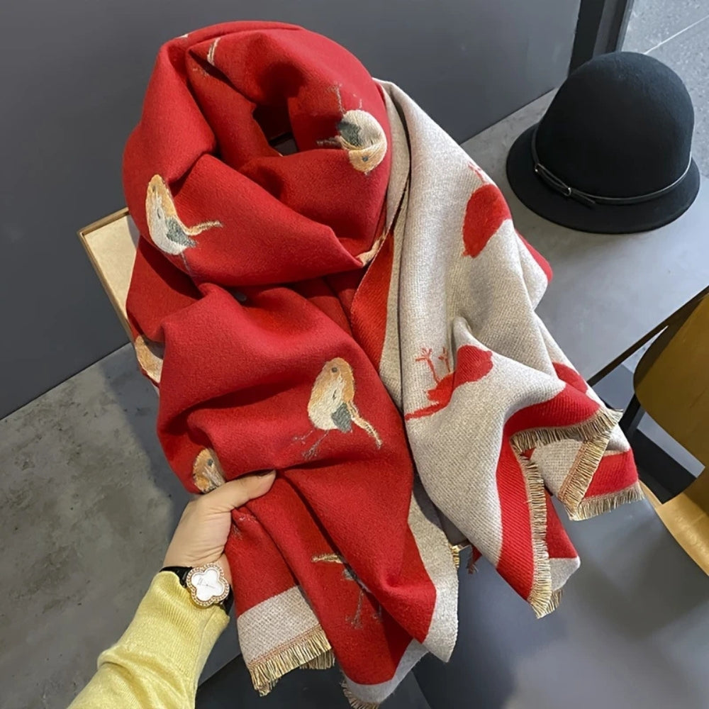 Women's Shawl Bird Jacquard Microfiber Blend