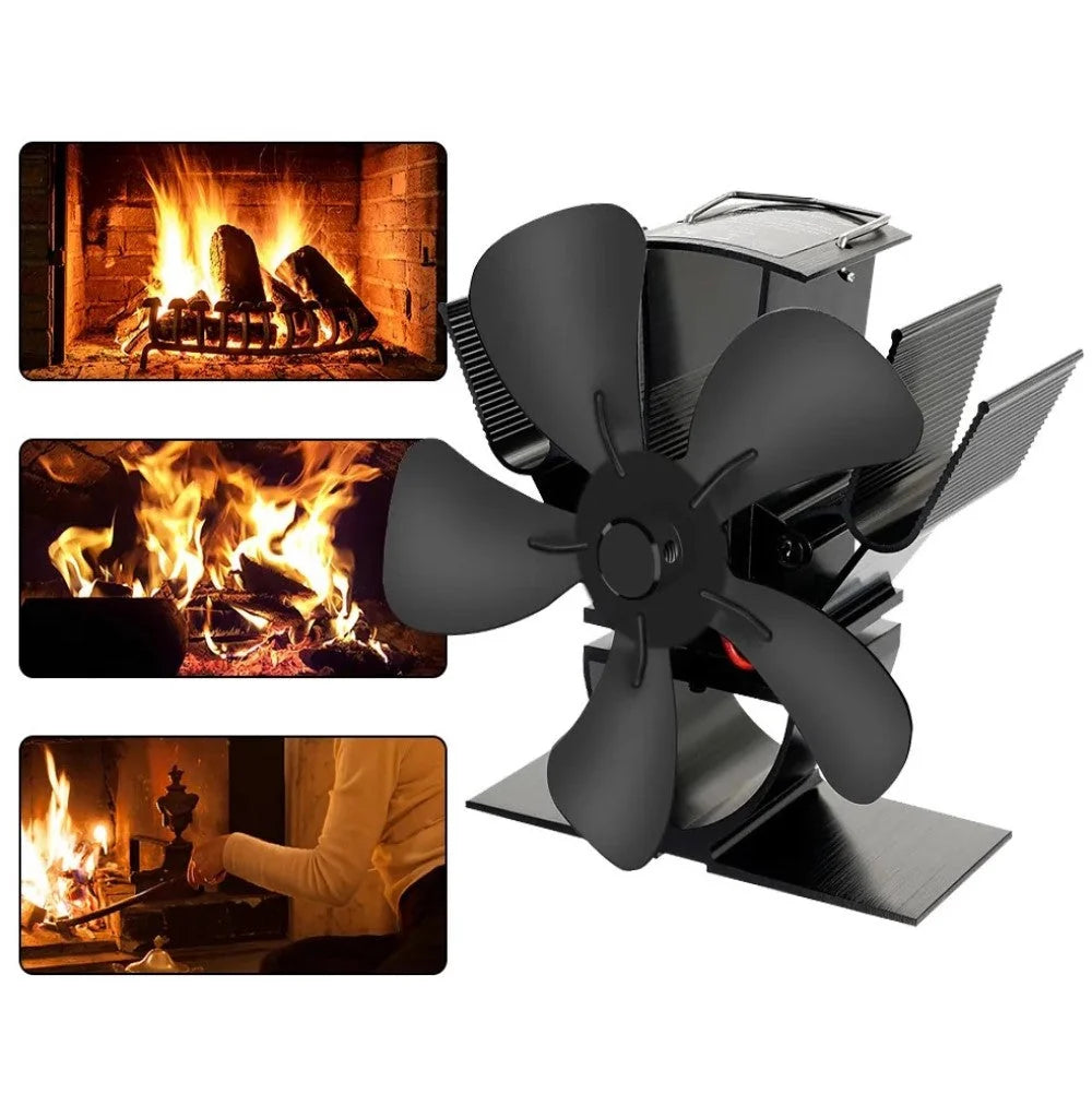 Wood Stove Fan Heat-Powered Quiet Operation Even Heat Distribution