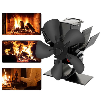 Wood Stove Fan Heat-Powered Quiet Operation Even Heat Distribution