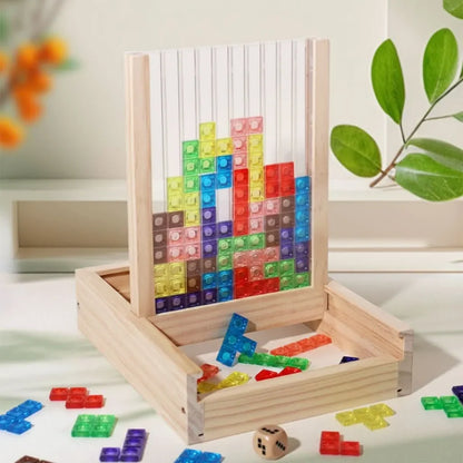 Wooden Block Puzzle Colorful Geometric Pieces with Smooth Edges