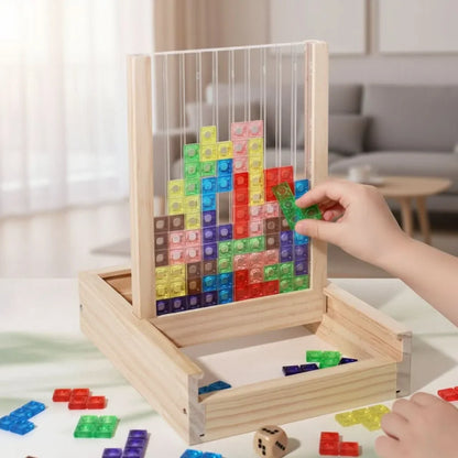 Wooden Block Puzzle Colorful Geometric Pieces with Smooth Edges