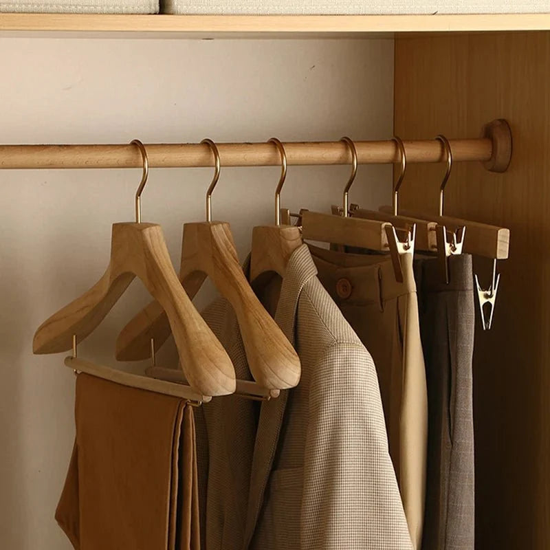 Wooden Clothes Hangers Wide Shape Garment-Supporting Four Styles