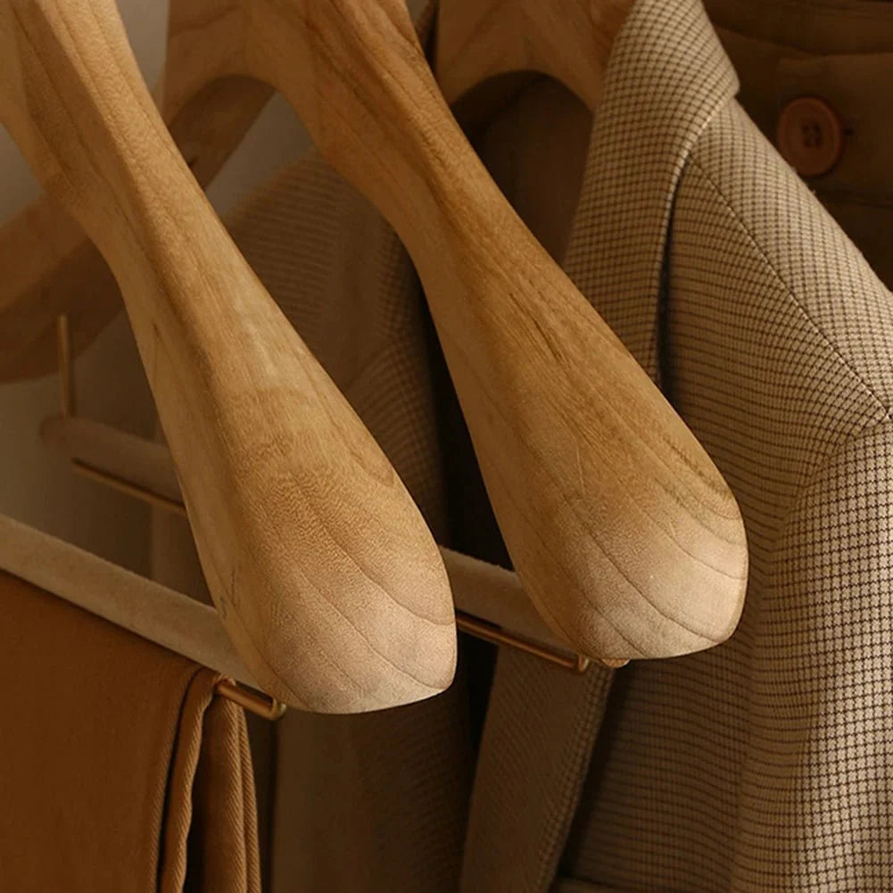 Wooden Clothes Hangers Wide Shape Garment-Supporting Four Styles