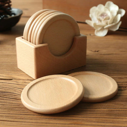 Wooden Coaster Set Walnut Japanese-Inspired Set of 6