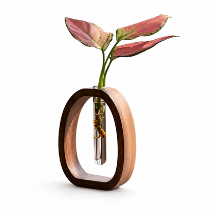 Wooden Frame Glass Test Tube Vase