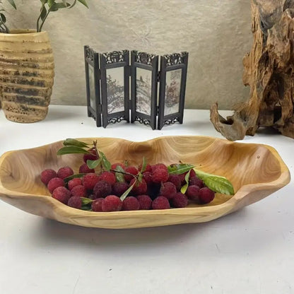 Wooden Tray Rustic 3D Carved Handcrafted