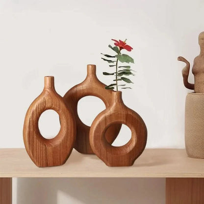Wooden Vase Handcrafted Natural Wood Three Sizes