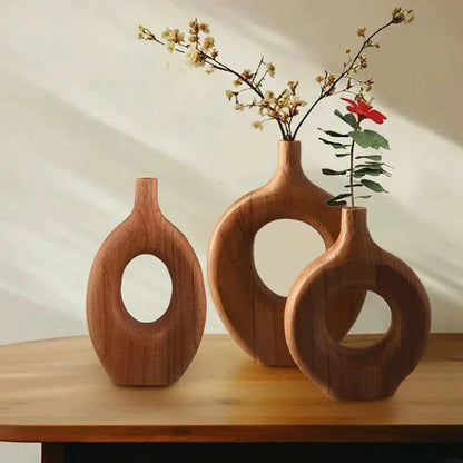 Wooden Vase Handcrafted Natural Wood Three Sizes