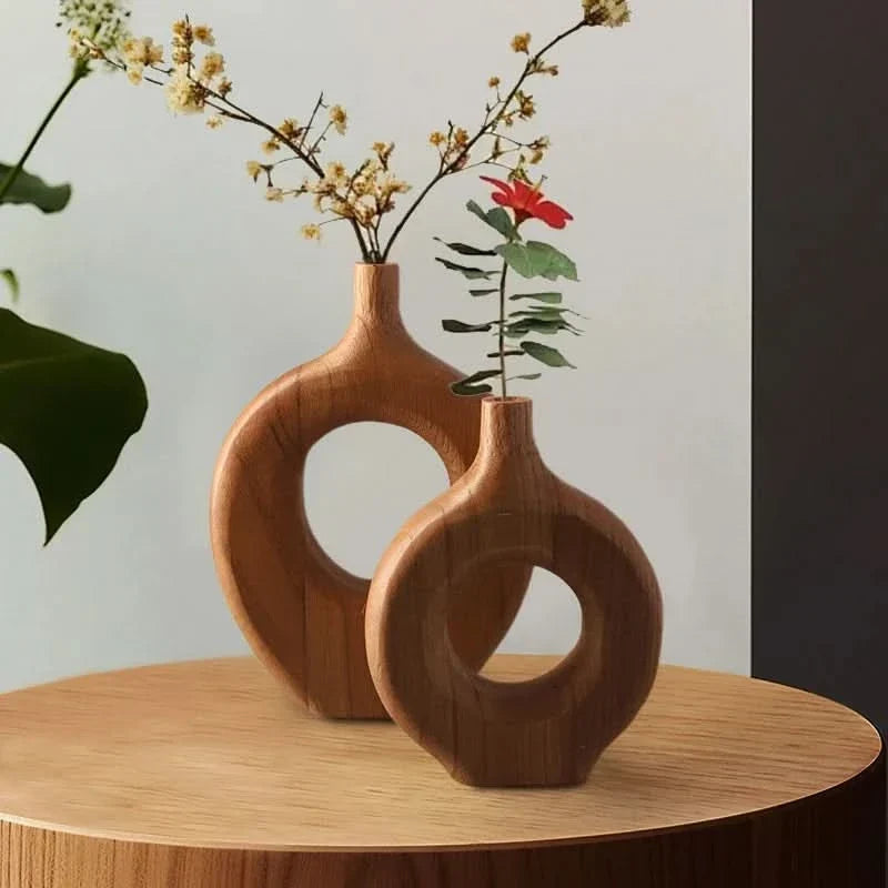Wooden Vase Handcrafted Natural Wood Three Sizes