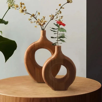 Wooden Vase Handcrafted Natural Wood Three Sizes