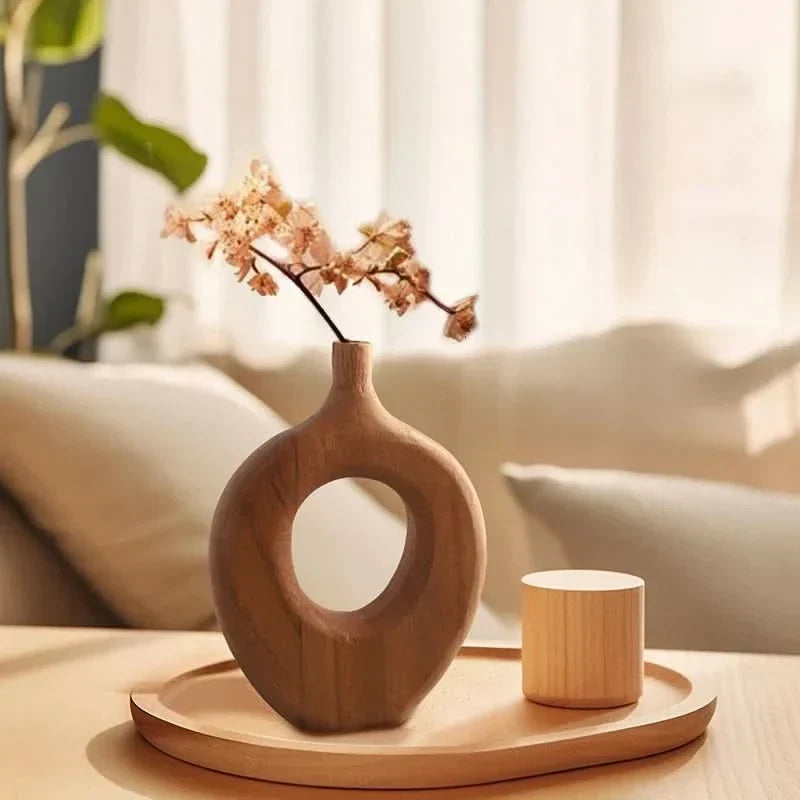 Wooden Vase Handcrafted Natural Wood Three Sizes