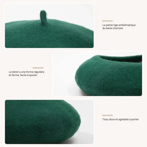 Wool Beret Soft Breathable One Size Stretch Fit