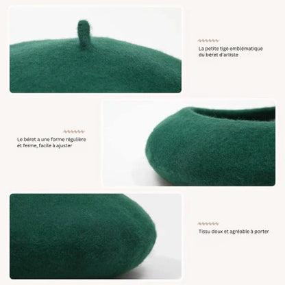 Wool Beret Soft Breathable One Size Stretch Fit