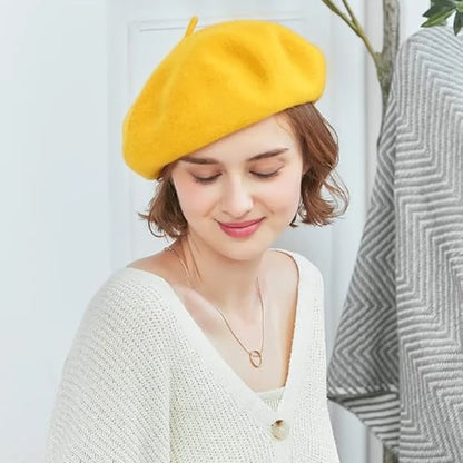 Wool Beret Soft Breathable One Size Stretch Fit