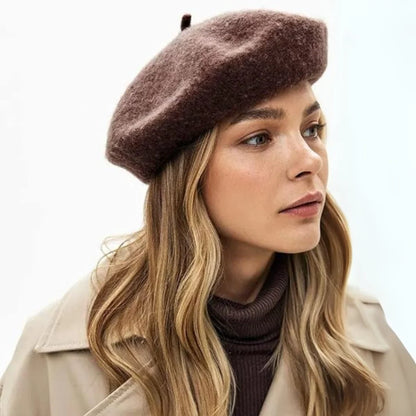 Wool Beret Soft Breathable One Size Stretch Fit