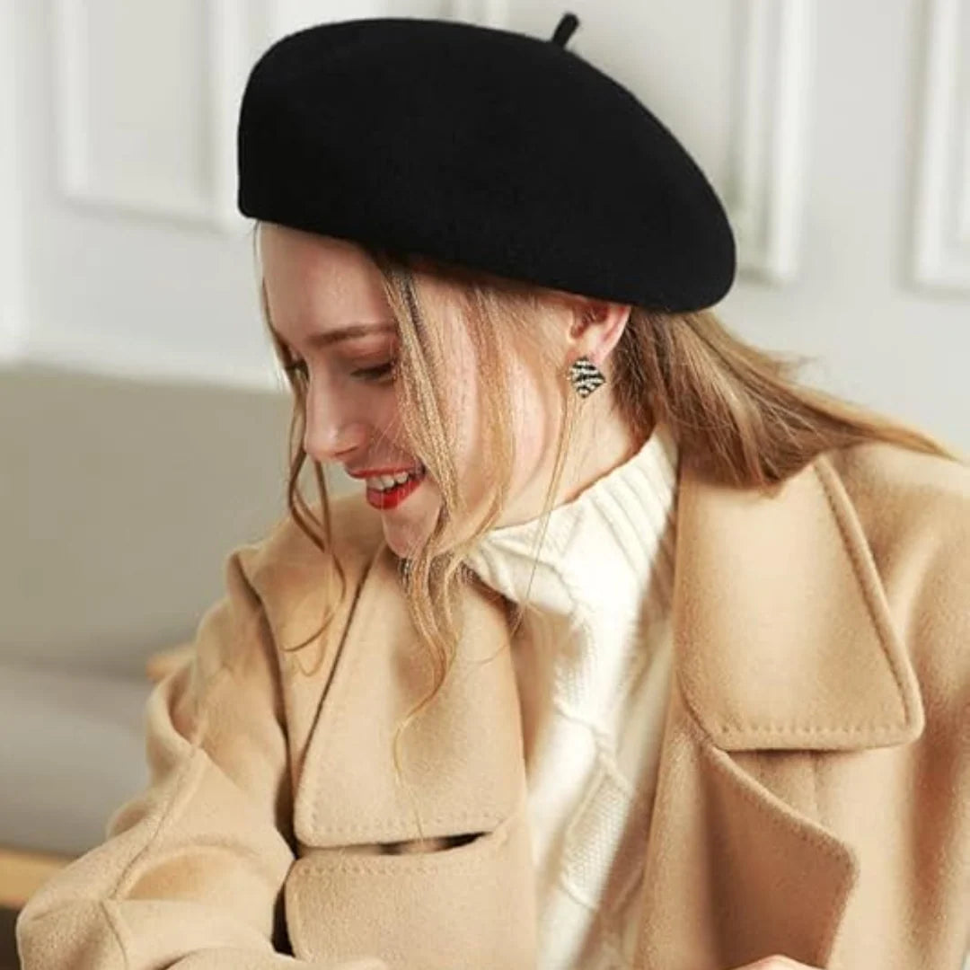 Wool Beret Soft Breathable One Size Stretch Fit