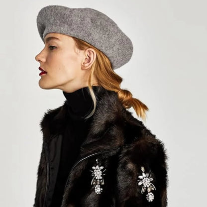 Wool Beret Soft Breathable One Size Stretch Fit