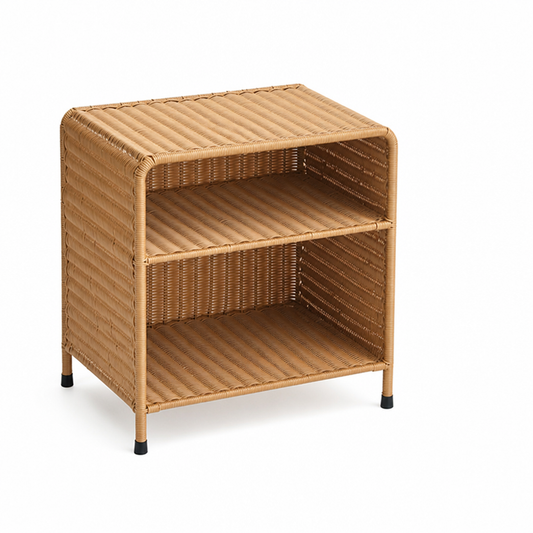 Woven Open-Frame Open Shelf Storage Unit (2-Tier)