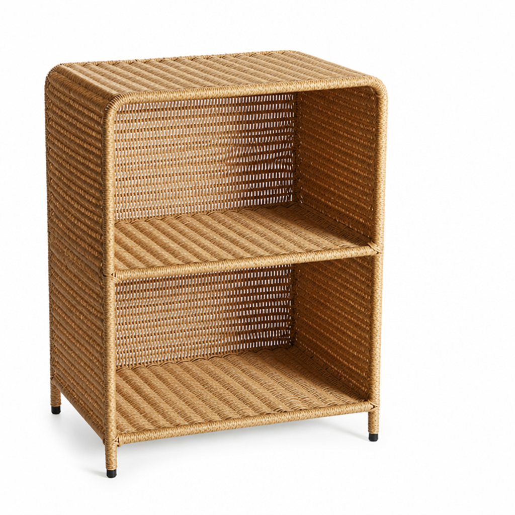 Woven Open-Frame Open Shelf Storage Unit (2-Tier)