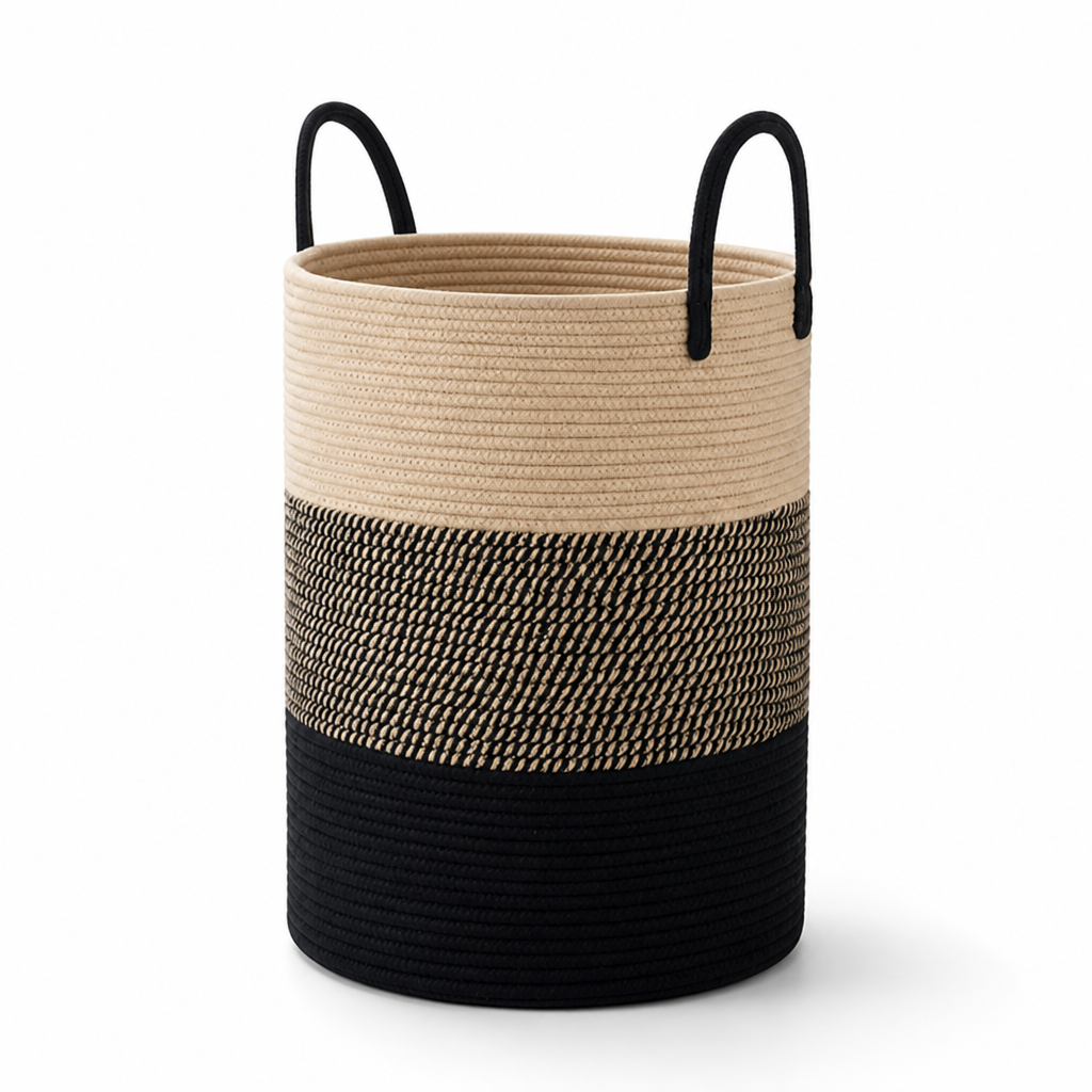 Woven Storage Basket Foldable With Carrying Handles 15.3 Gallon