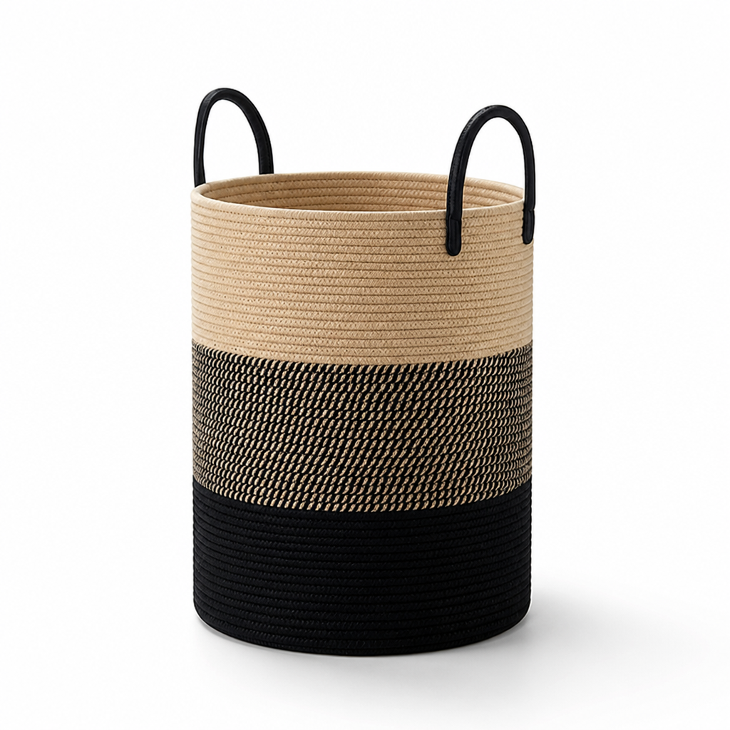 Woven Storage Basket Foldable With Carrying Handles 15.3 Gallon
