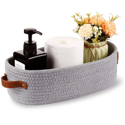 Woven Storage Basket Microfiber Blend Dual Handles