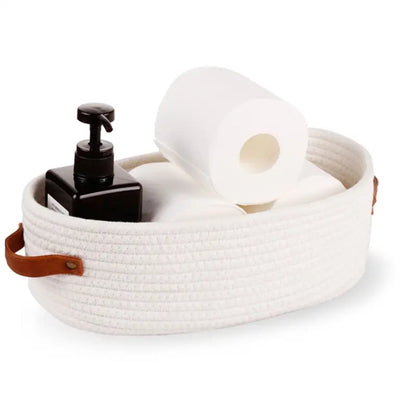 Woven Storage Basket Microfiber Blend Dual Handles