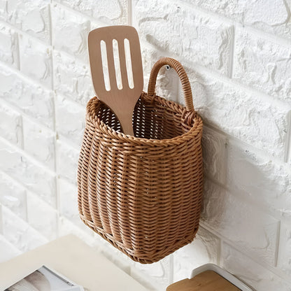 Woven Storage Basket Rattan-Style Microfiber Wipe Clean